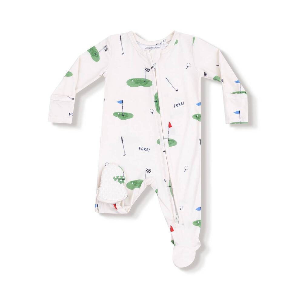 NEW ANGEL DEAR boys zipper footie in all fore golf